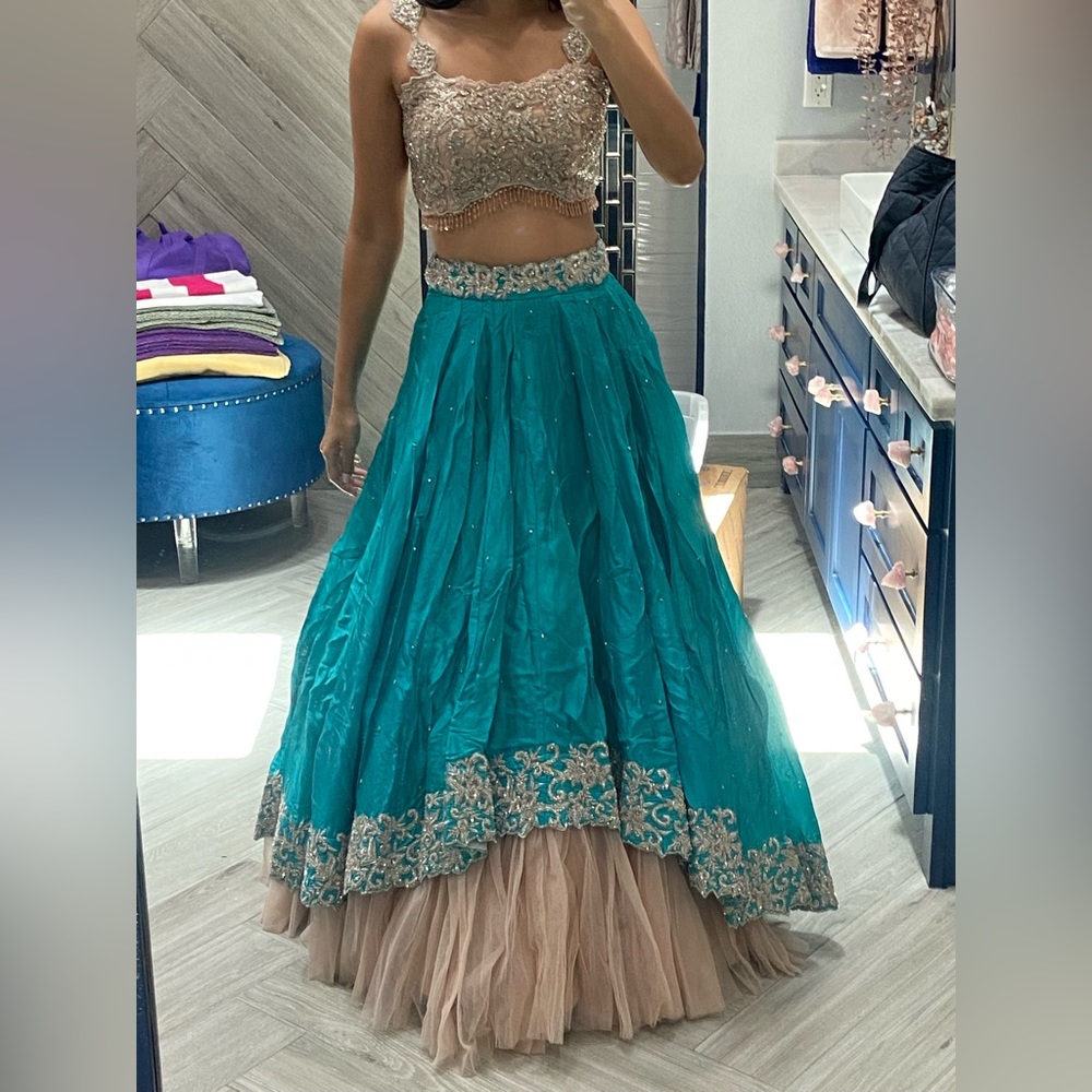 Blue and pink lehenga